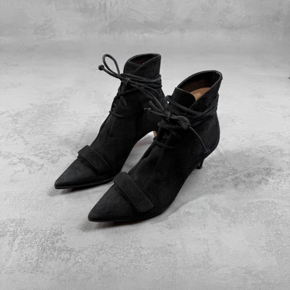 Derek Lam Black Suede Wrap Lace Heels Size EU 36, US 6